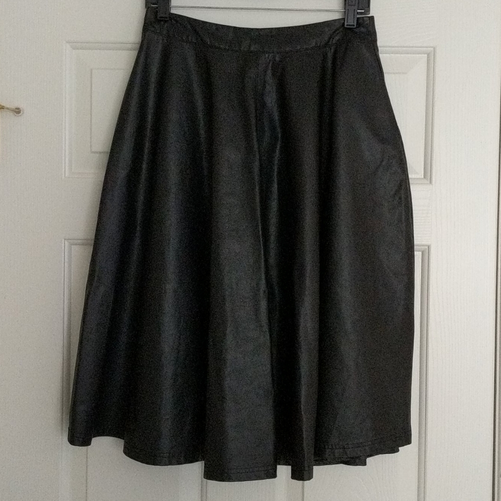 Faux leather a-line high waist skirt